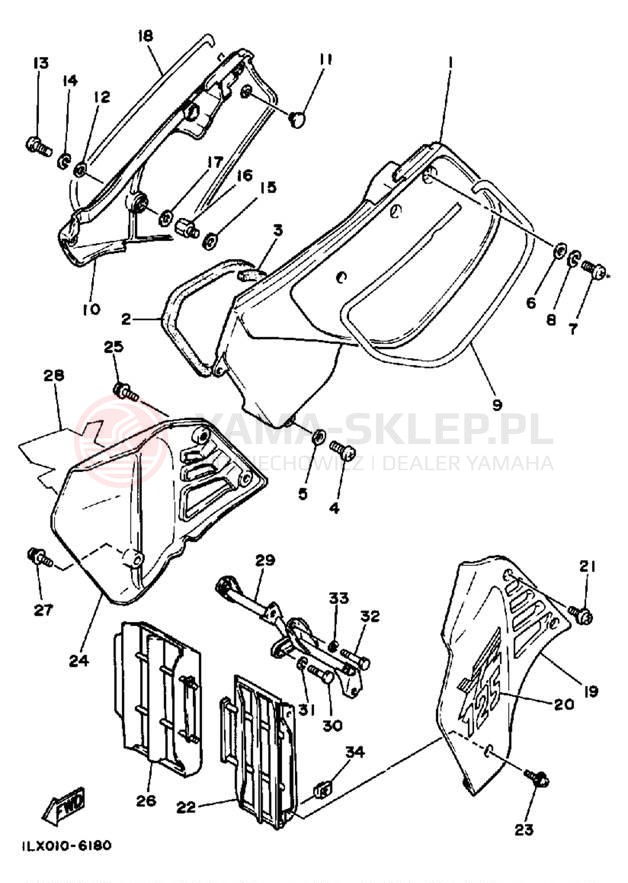 Schemat "Pokrywa boczna" do Yamaha YZ125S