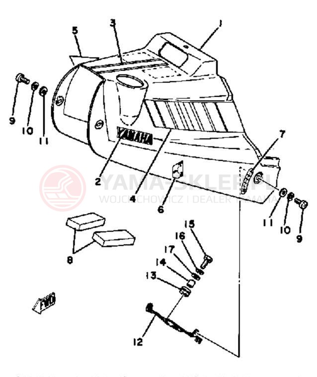 Schemat "Pokrywa boczna" do Yamaha YT125G