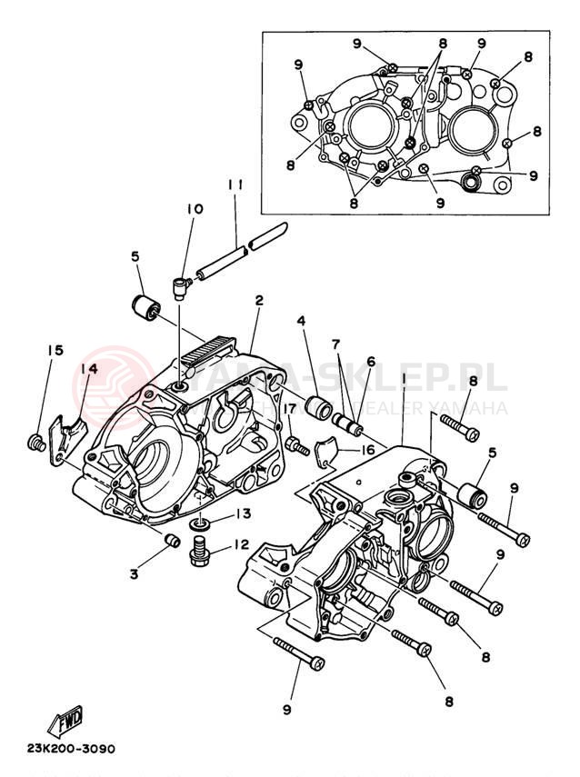 Schemat "Obudowa silnika" do Yamaha RT180J