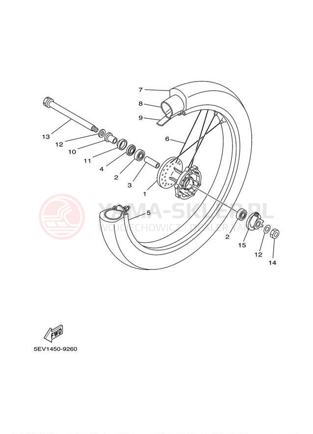 Schemat "Koło przód" do Yamaha XT225 XT225RC/XT225R