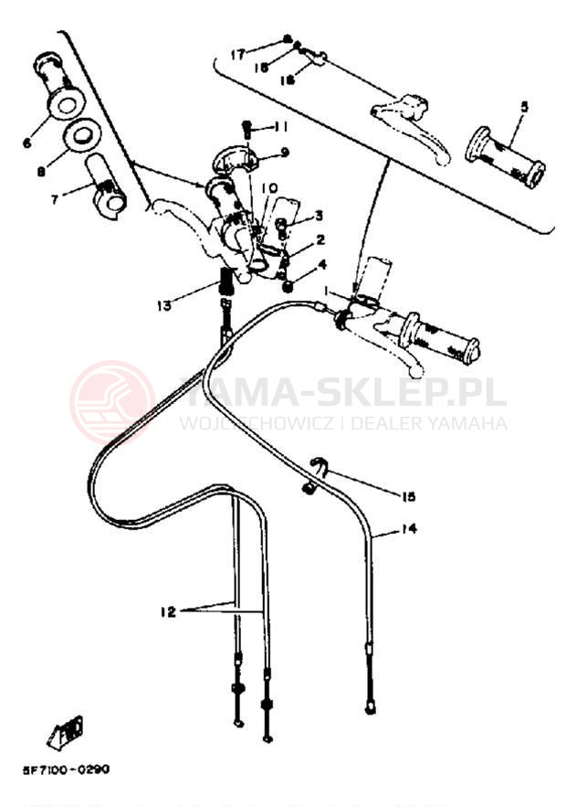 Schemat "Kierownica i osprzęt" do Yamaha TZ250J