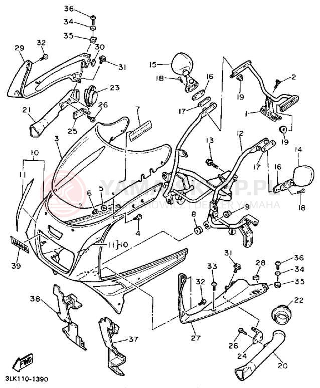 Schemat "elementy nadwozia" do Yamaha FZR1000BC/FZR1000B