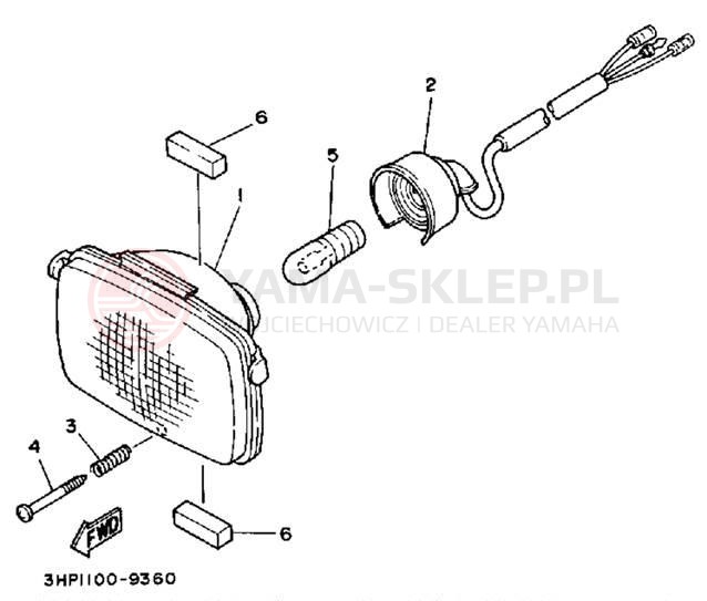 Schemat "Lampa przód" do Yamaha MOTO-4 YFM350ERW
