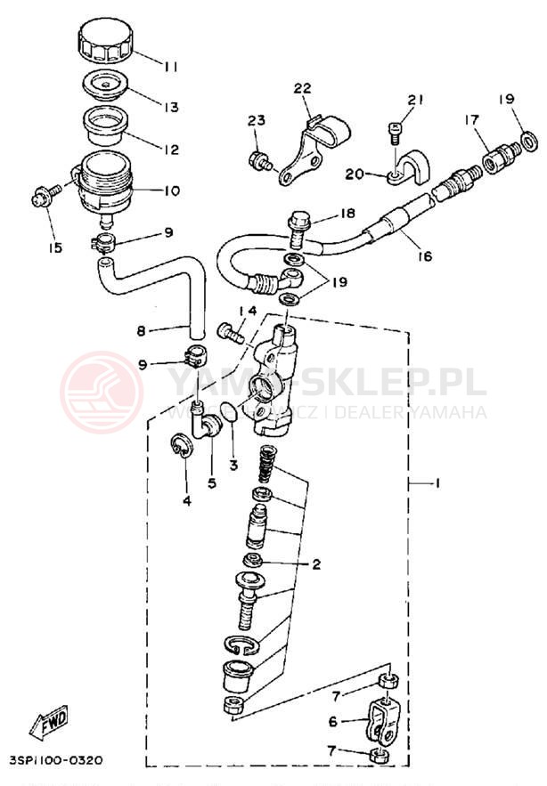 Schemat "Pompa hamulcowa tył" do Yamaha YZ125A