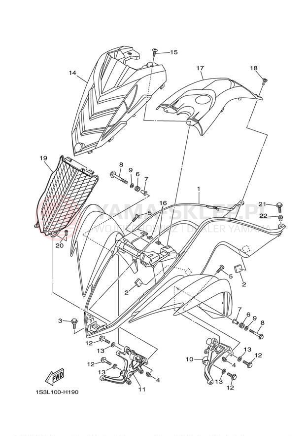 Schemat "Przedni błotnik" do Yamaha RAPTOR 700 SE YFM7RSEZ