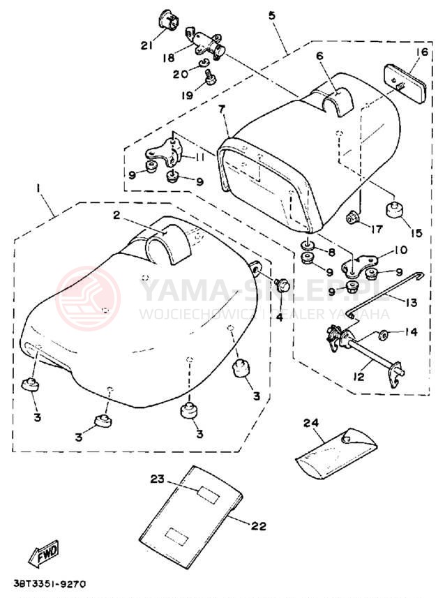 Schemat "siedzenie" do Yamaha VIRAGO 535 XV535A/XV535AC