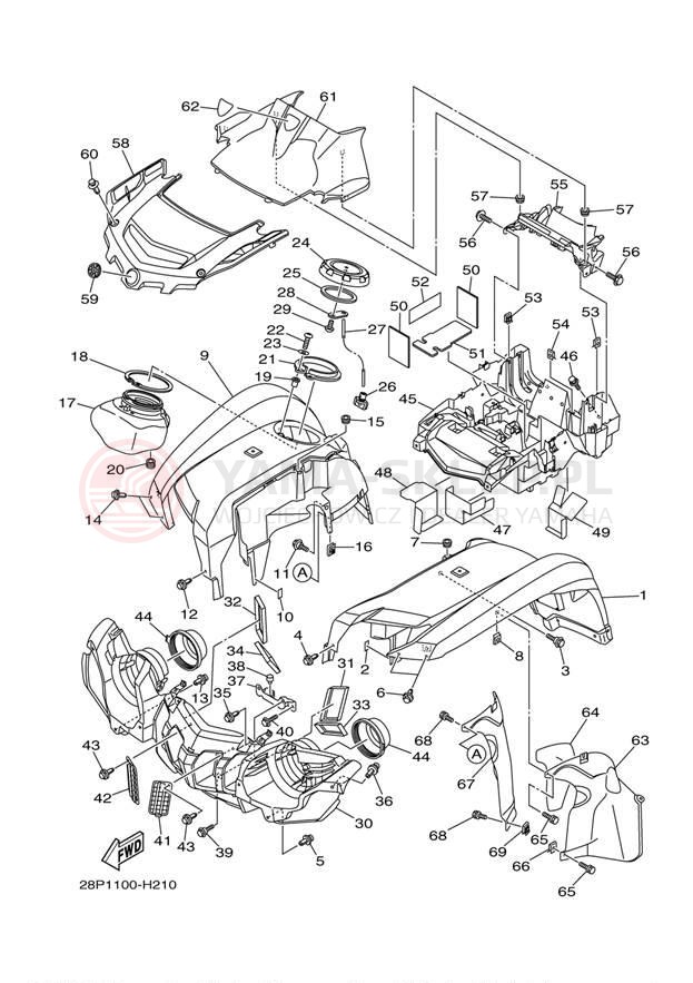 Schemat "Przedni błotnik" do Yamaha GRIZZLY 550 EPS 4WD YFM5FGPAL