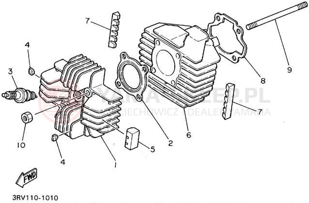 Schemat "cylinder" do Yamaha Y-ZINGER PW80G