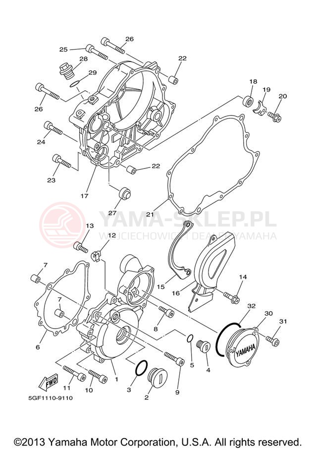 Schemat "Pokrywa silnika" do Yamaha TT-R250 CA TTR250VC/TTR250V