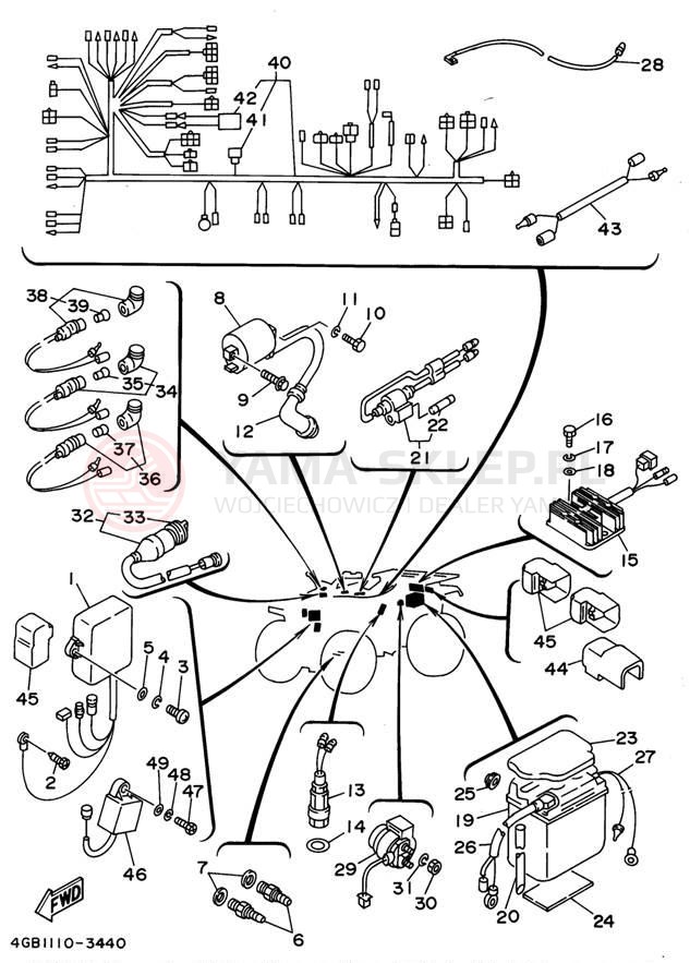 Schemat "układ elektryczny" do Yamaha KODIAK 4WD YFM400FWG