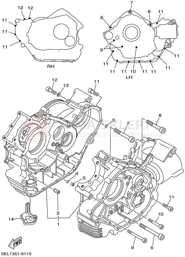 Schemat "Obudowa silnika" do Yamaha V-STAR 1100 XVS1100L/XVS1100LC