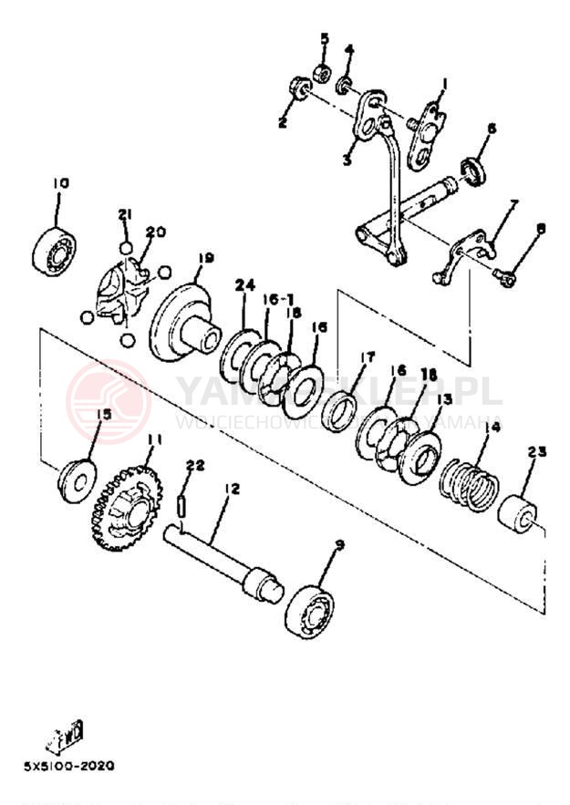 Schemat "Dźwignia zmiany biegów" do Yamaha YZ250J