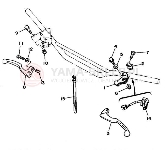 Schemat "Kierownica i osprzęt" do Yamaha YZ125W