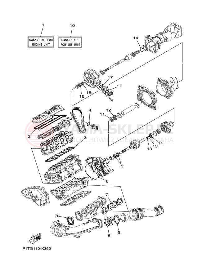 Schemat "Zestaw naprawczy" do Yamaha SX210 LAT1100BM