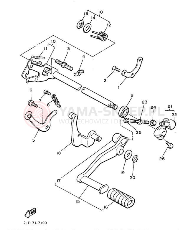 Schemat "Dźwignia zmiany biegów, wałek" do Yamaha V-MAX 1200 VMX12JC/VMX12J