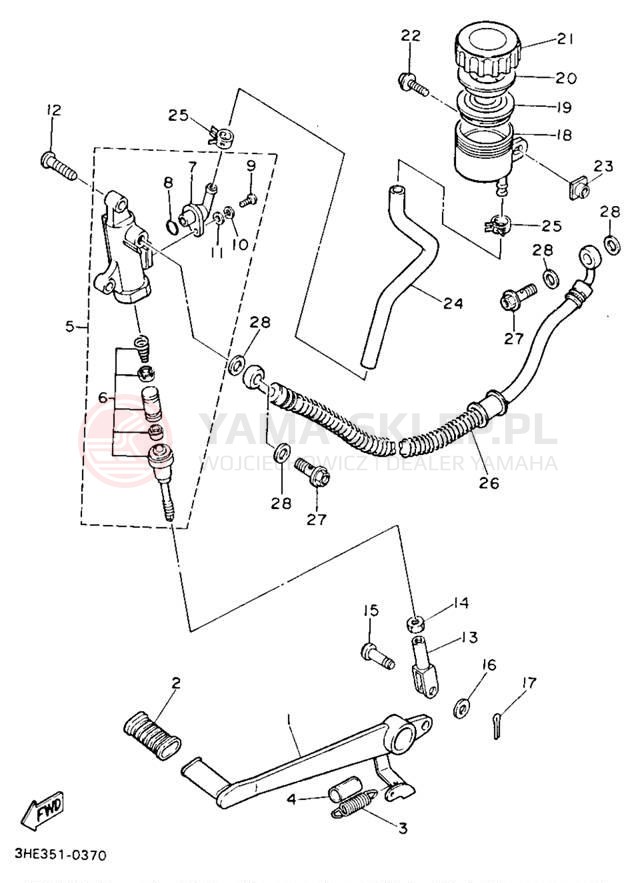 Schemat "Pompa hamulcowa tył" do Yamaha FZR600RBC