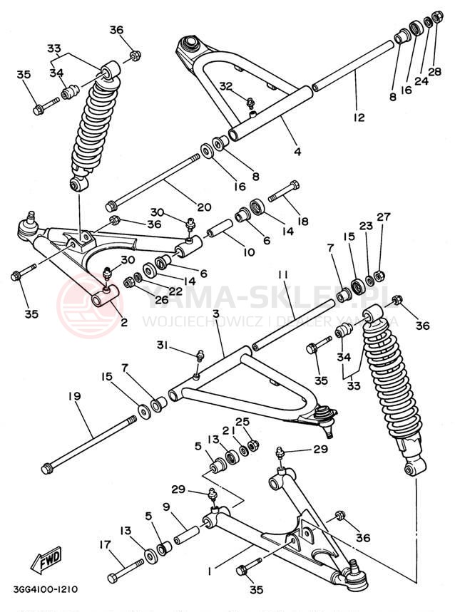 Schemat "Koło przód" do Yamaha BANSHEE YFZ350H