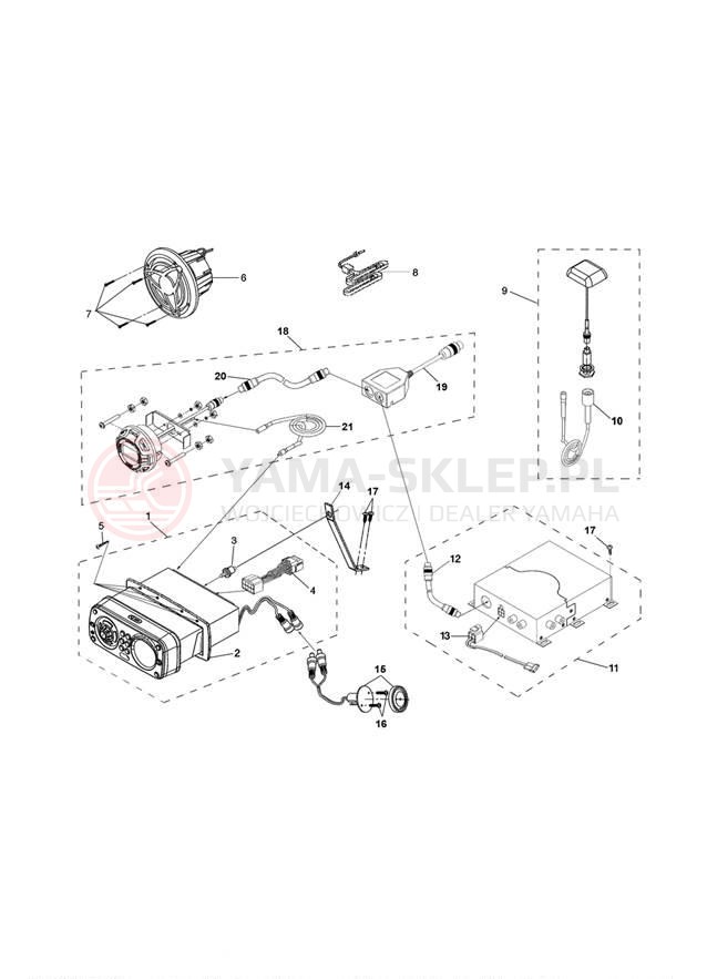 Schemat "Nagłośnienie - wyp. dodatkowe" do Yamaha 212SS FAT1100BLG