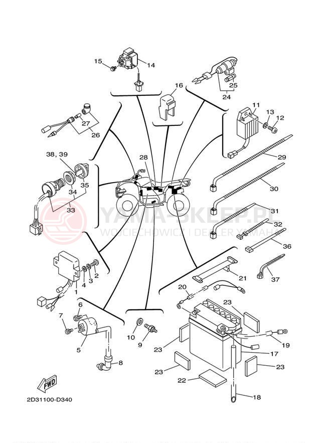 Schemat "układ elektryczny" do Yamaha GRIZZLY 80 HUNTER YFM80GHW