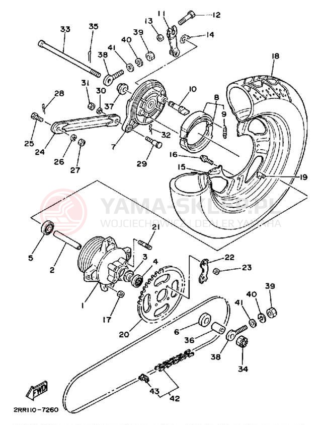 Schemat "Koło tył" do Yamaha YSR50T