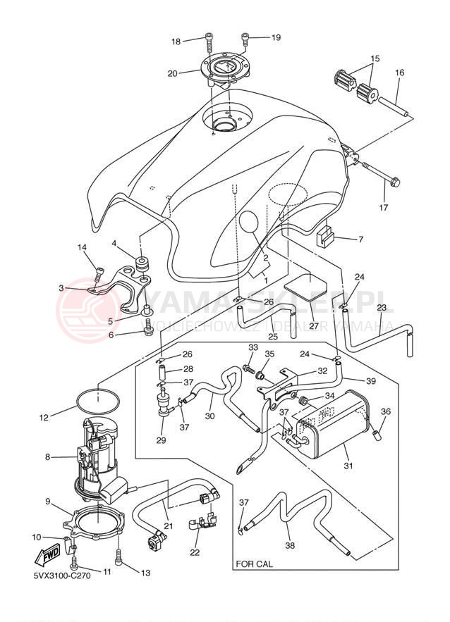 Schemat "zbiornik paliwa" do Yamaha FZ6 FZ600SSC/FZ600SS
