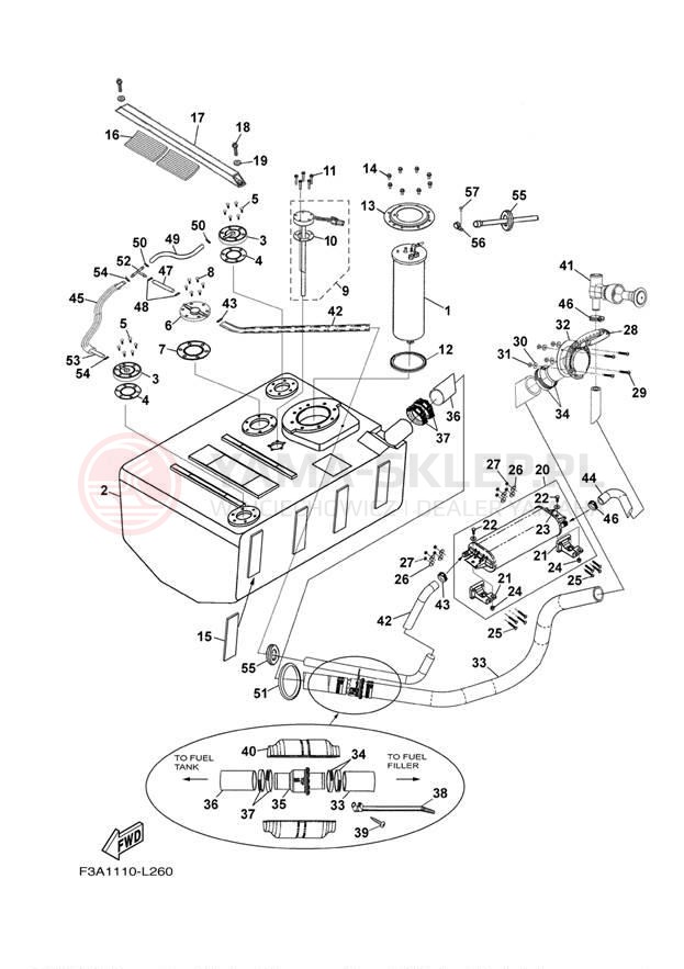 Schemat "zbiornik paliwa" do Yamaha AR190 RX1800BL/RX1800AL