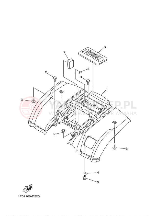 Schemat "Tylny błotnik" do Yamaha BRUIN 250 YFM250BT
