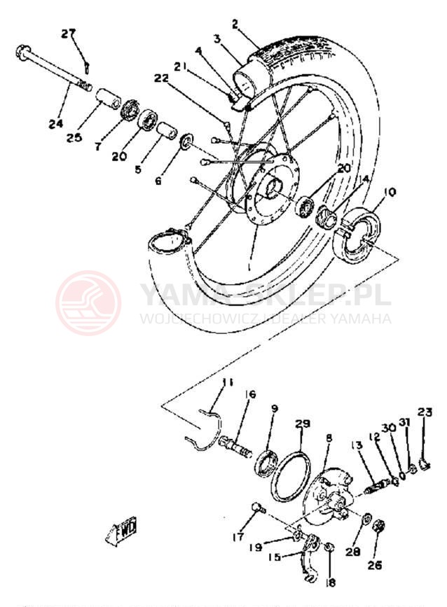 Schemat "Koło przód" do Yamaha QT50F
