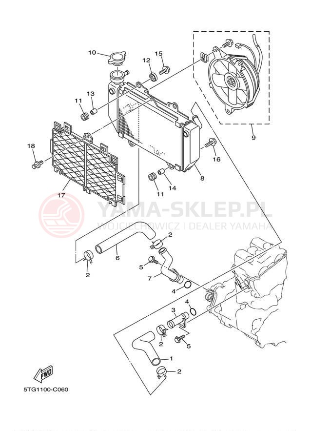 Schemat "Układ chlodzenia" do Yamaha YFZ450 YFZ450T
