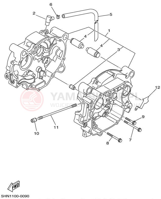 Schemat "Obudowa silnika" do Yamaha TTR90 TTR90P