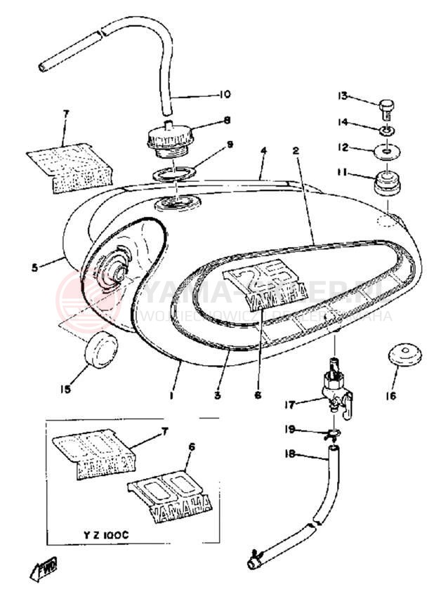 Schemat "zbiornik paliwa" do Yamaha YZ125X/YZ100C