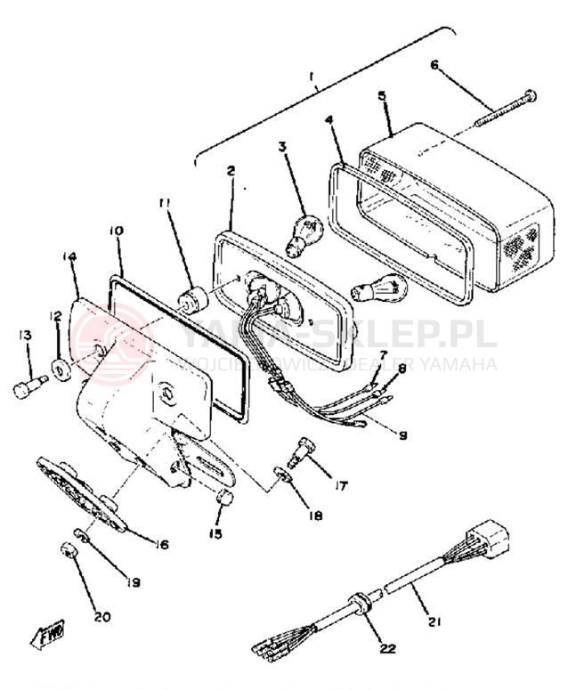 Schemat "lampa tył" do Yamaha XS1100E