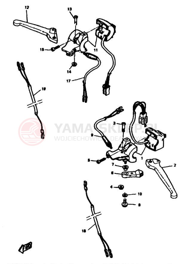 Schemat "Kierownica i osprzęt" do Yamaha ZUMA II CW50J