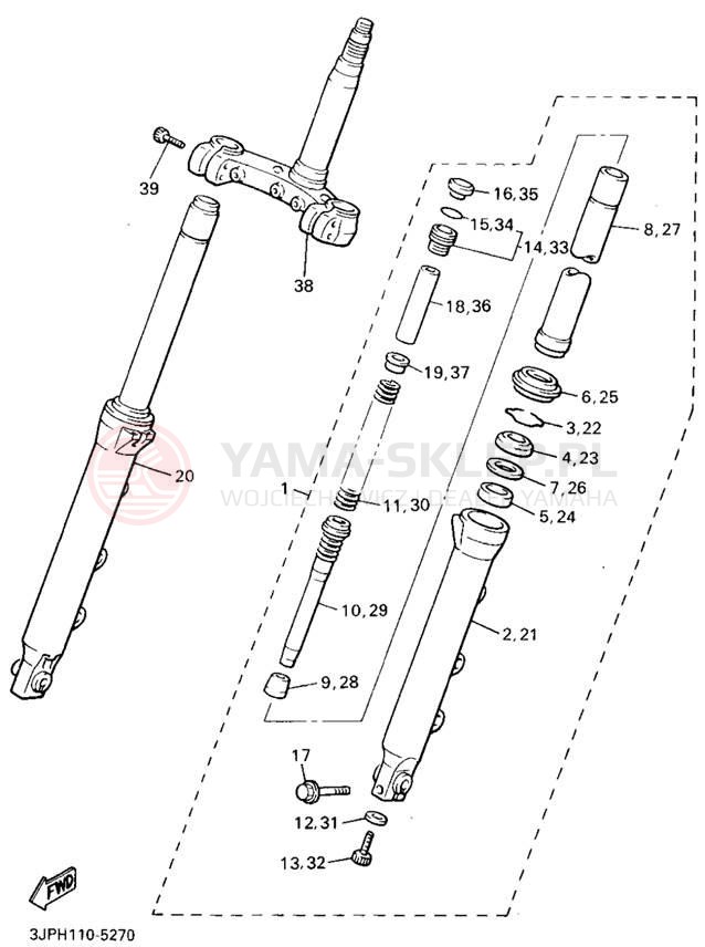 Schemat "Amortyzatory przód" do Yamaha V-MAX 1200 VMX12G/VMX12GC