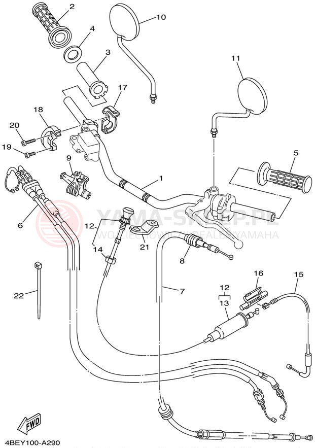 Schemat "Kierownica i osprzęt" do Yamaha XT225 XT225P/XT225PC