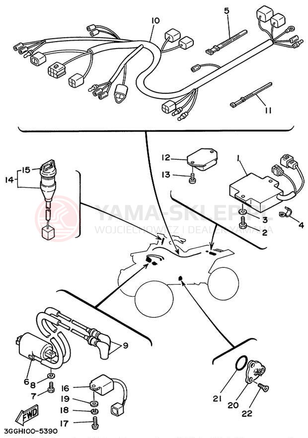 Schemat "układ elektryczny" do Yamaha BANSHEE YFZ350L