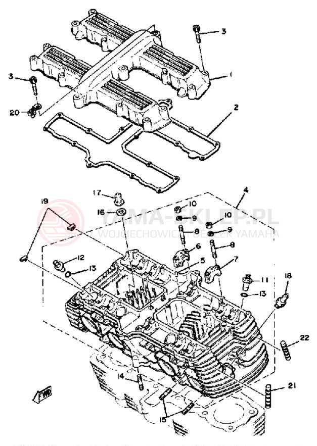 Schemat "Głowica - pokrywa" do Yamaha XS1100E