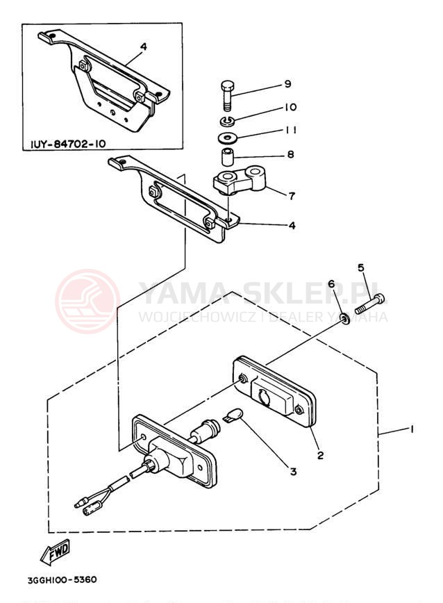 Schemat "lampa tył" do Yamaha BREEZE YFA1K