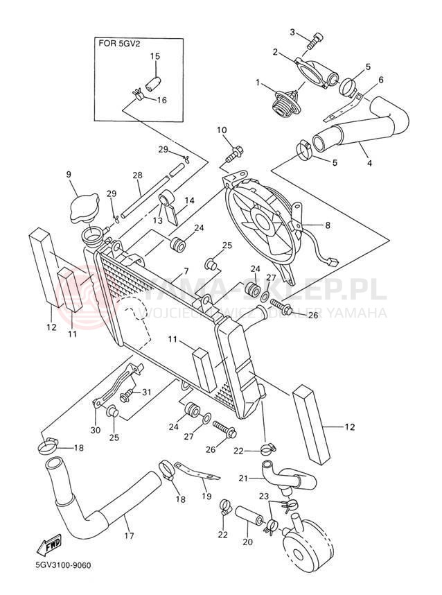 Schemat "Układ chlodzenia" do Yamaha R6 YZFR6LC/YZFR6L