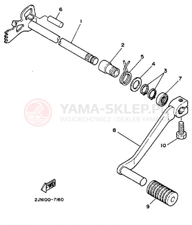 Schemat "Dźwignia zmiany biegów, wałek" do Yamaha BIG WHEEL BW350U