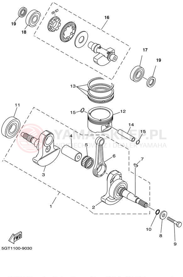 Schemat "Wał korbowy, tłok" do Yamaha GRIZZLY YFM600FWAL/YFM600FWAL
