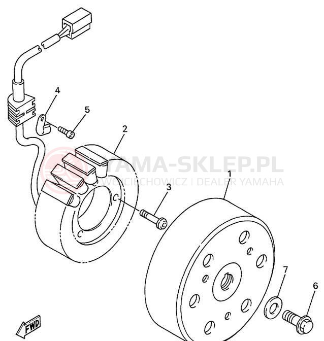 Schemat "prądnica" do Yamaha R1 YZFR1L/YZFR1LC