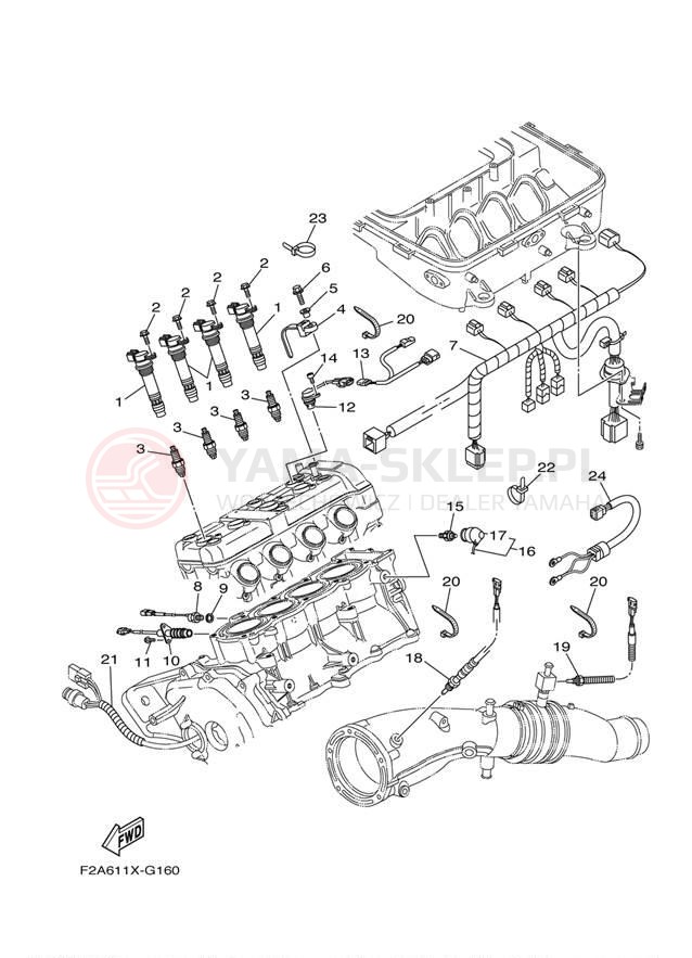 Schemat "układ elektryczny" do Yamaha 232 LIMITED SXT1100FLG