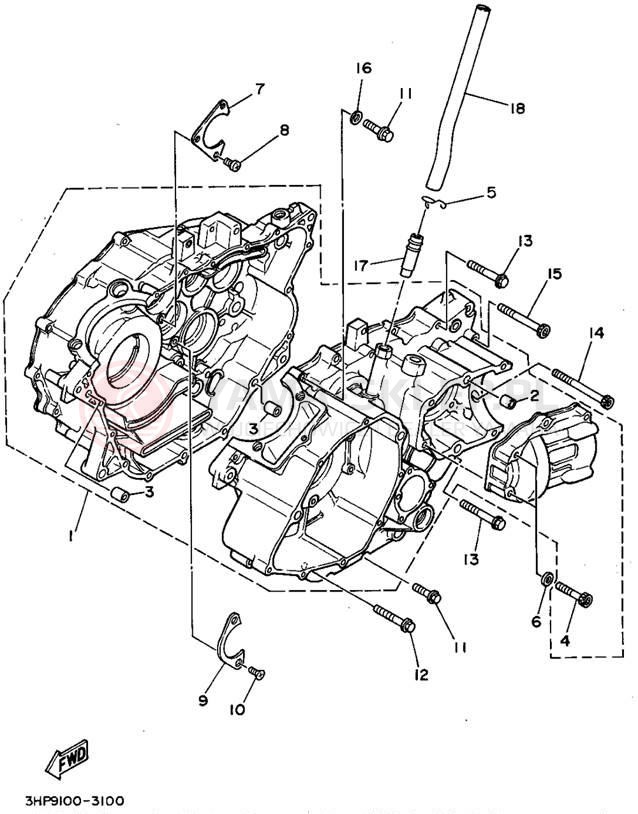 Schemat "Obudowa silnika" do Yamaha MOTO-4 YFM350ERF