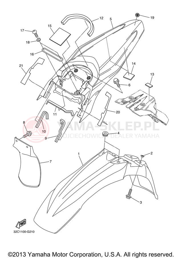 Schemat "błotnik" do Yamaha WR250R WR25RXCL/WR25RXL