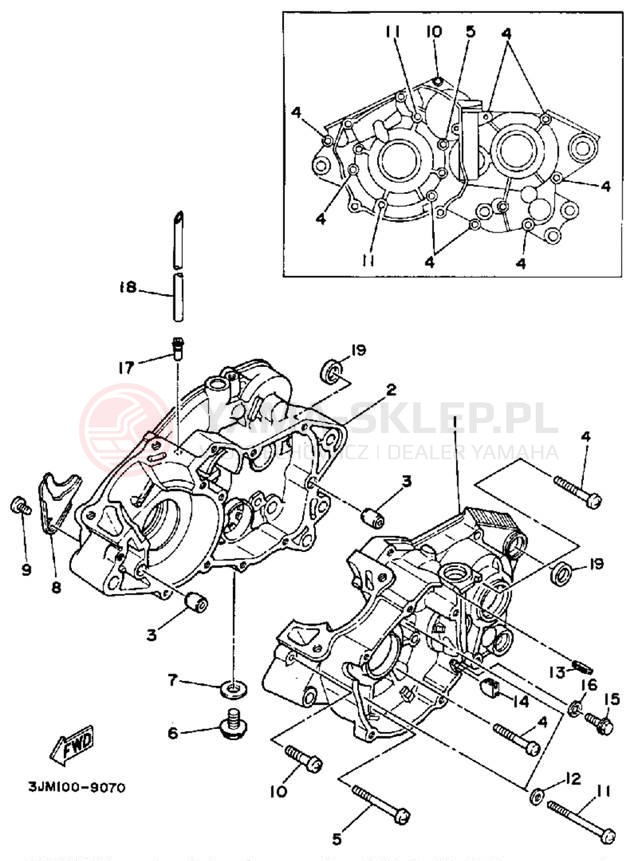 Schemat "Obudowa silnika" do Yamaha BLASTER YFS200B