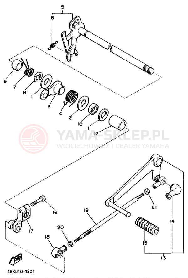Schemat "Dźwignia zmiany biegów, wałek" do Yamaha FZ600T/FZ600TC