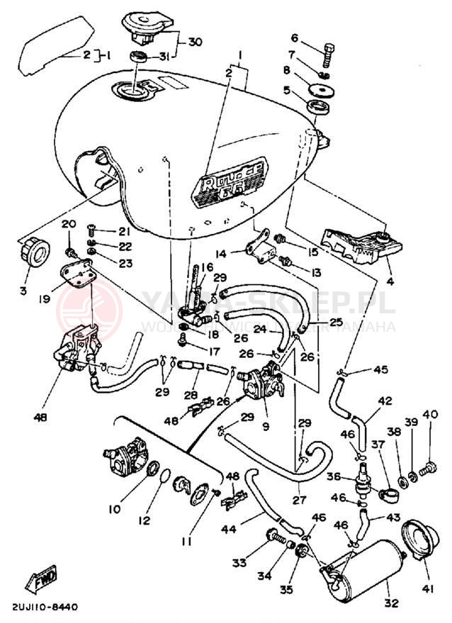 Schemat "zbiornik paliwa" do Yamaha ROUTE 66 XV250WC/XV250W