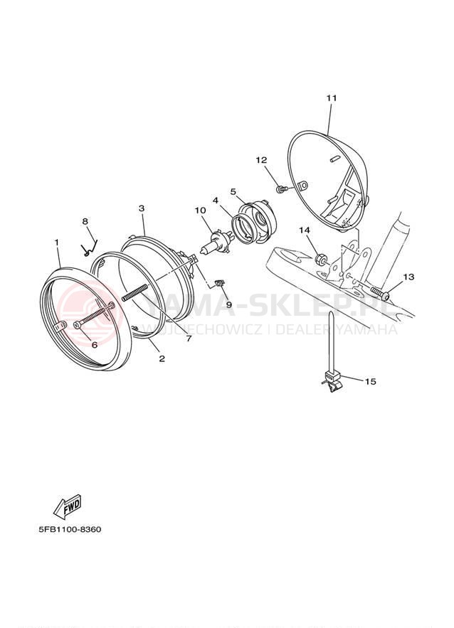 Schemat "Lampa przód" do Yamaha V-STAR CUSTOM XVS650MC/XVS650M
