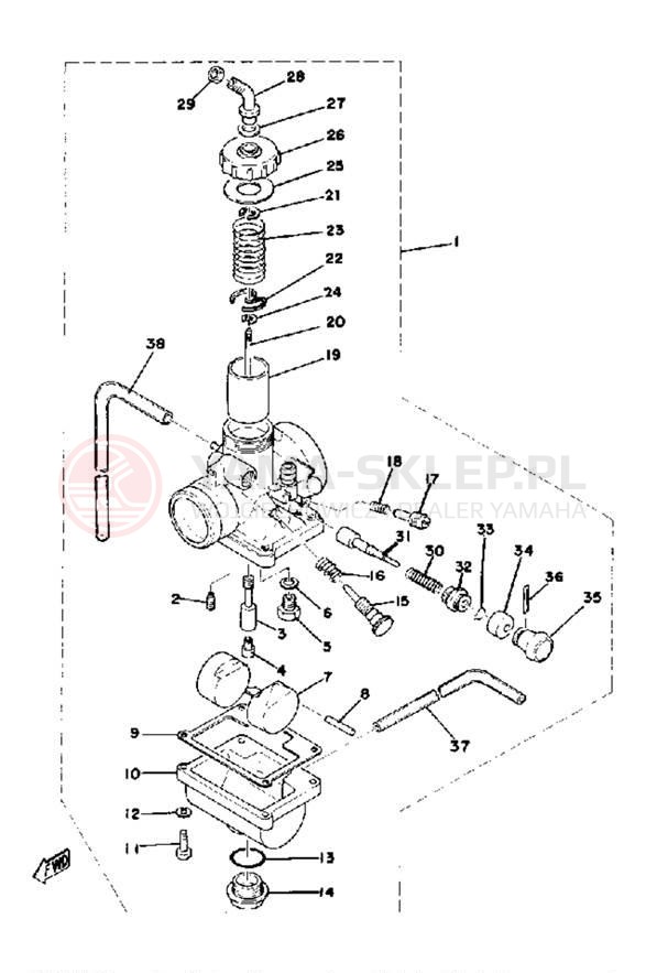 Schemat "Gaźnik" do Yamaha DT175E